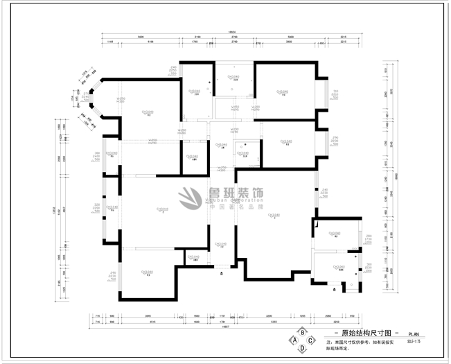 萬達西安one,新中式風(fēng)格,原始戶型圖