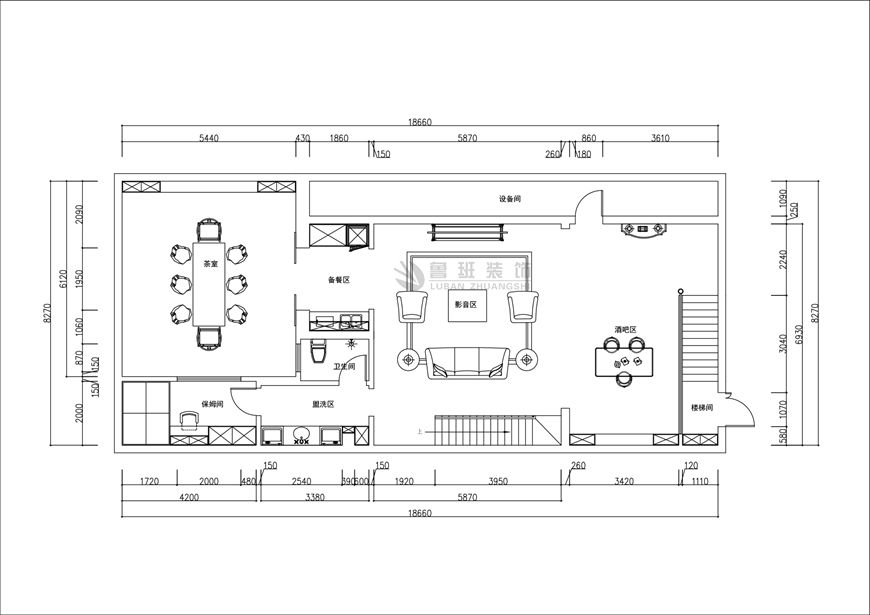 逸翠園,美式輕奢風(fēng)格,一層戶型圖