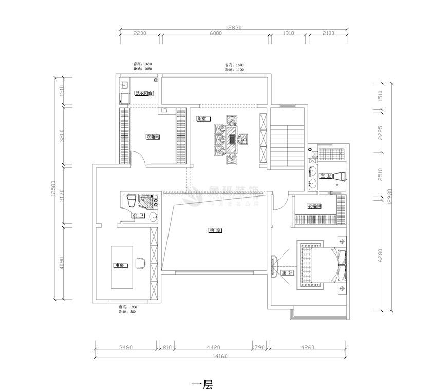 秦漢佳苑,新中式風(fēng)格,二層戶型圖