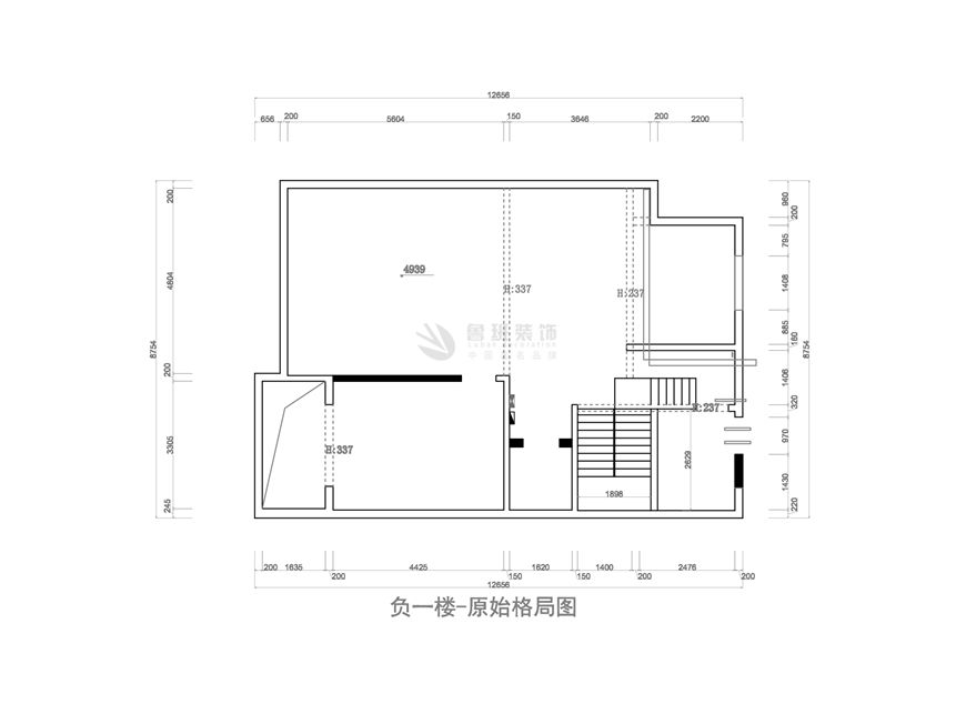 御河上苑,新中式風格效果圖,負一層平面布局圖